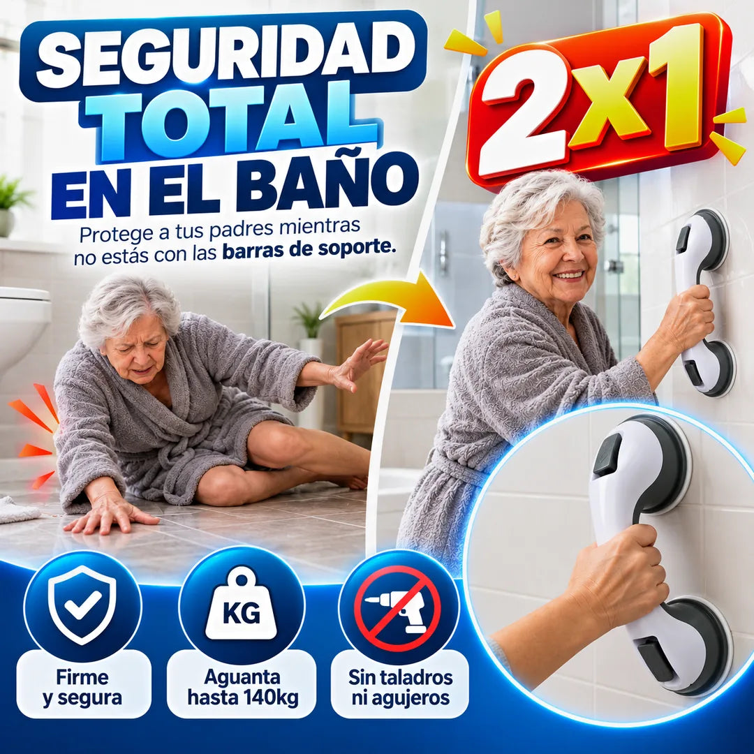 Barra de apoyo para baño 2x1: antes y después de un resbalón en la regadera
