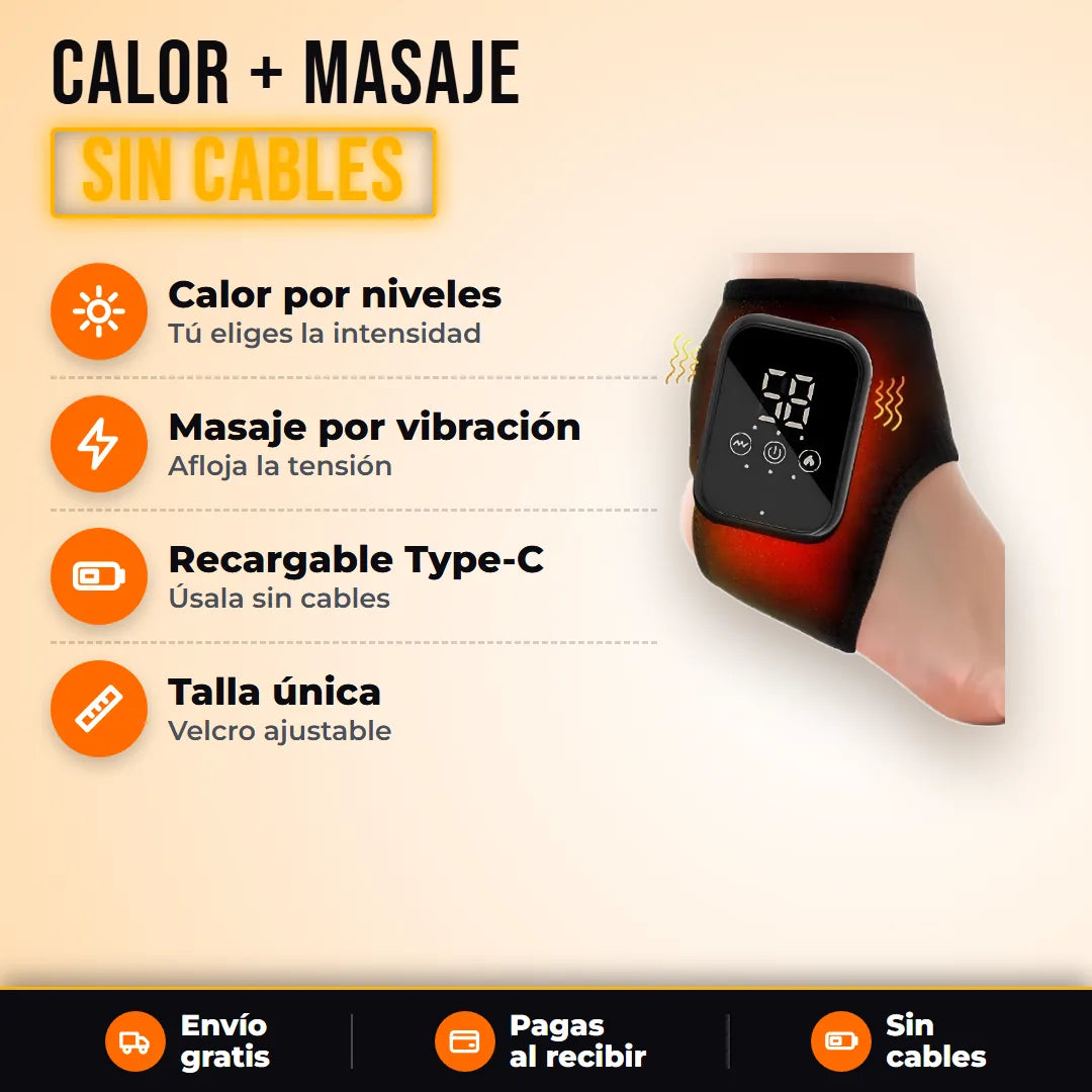 Beneficios de la tobillera CALORA: calor por niveles, vibración, recargable y talla única