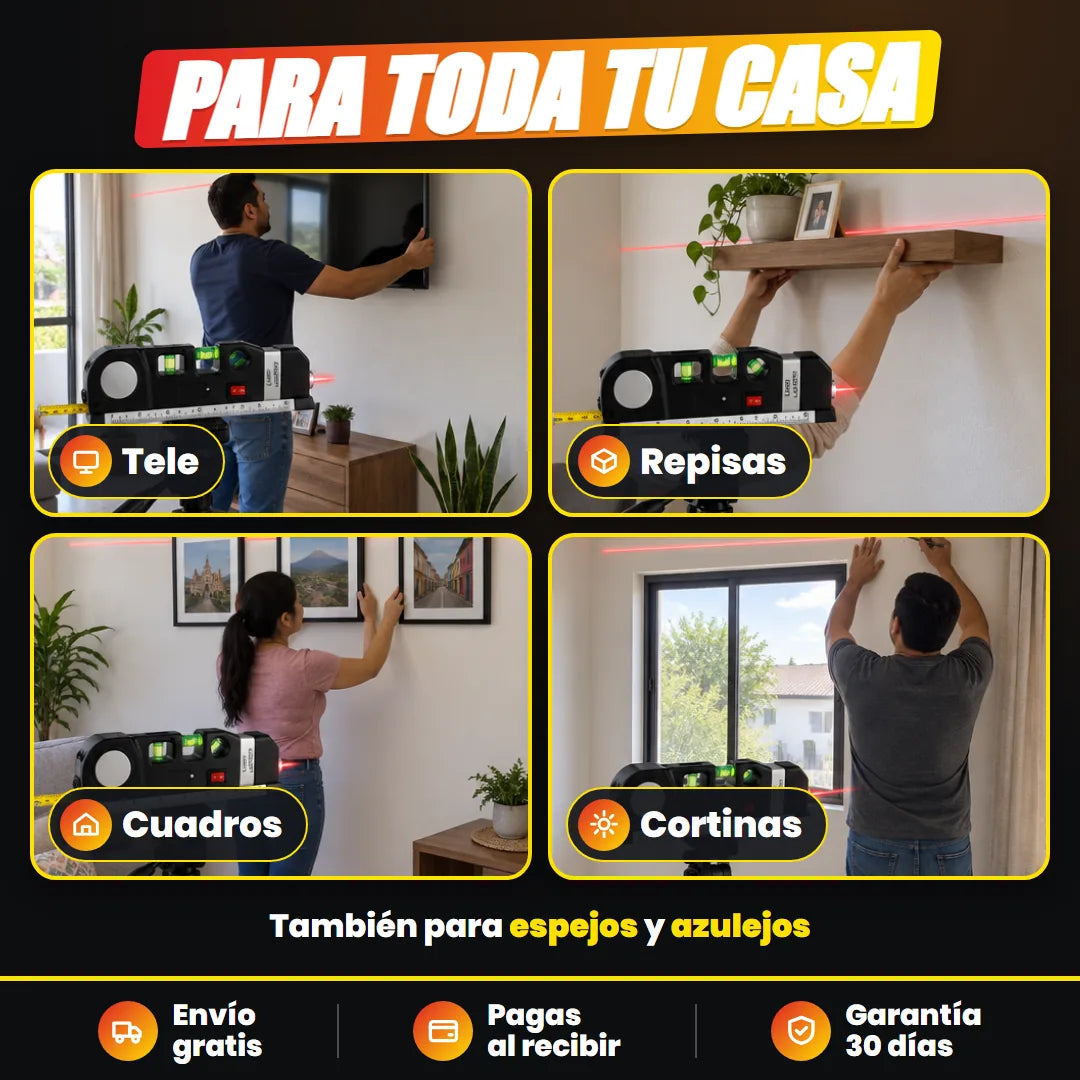 Usos en casa: tele, repisa, cuadros y cortina