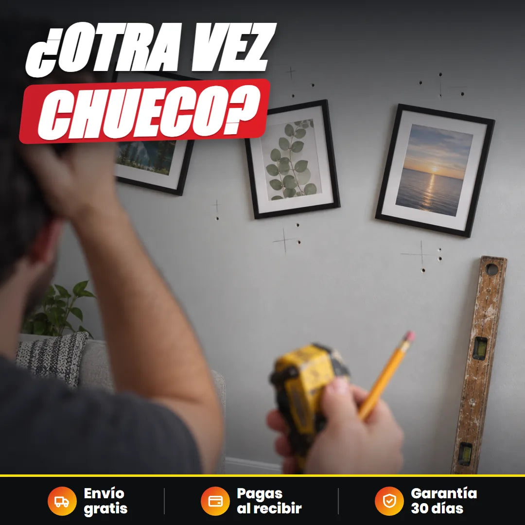 Cuadros chuecos y hoyos de más en la pared
