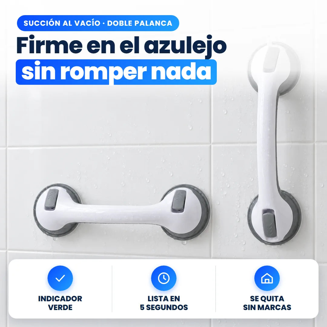 Barra de apoyo firme en el azulejo sin romper nada