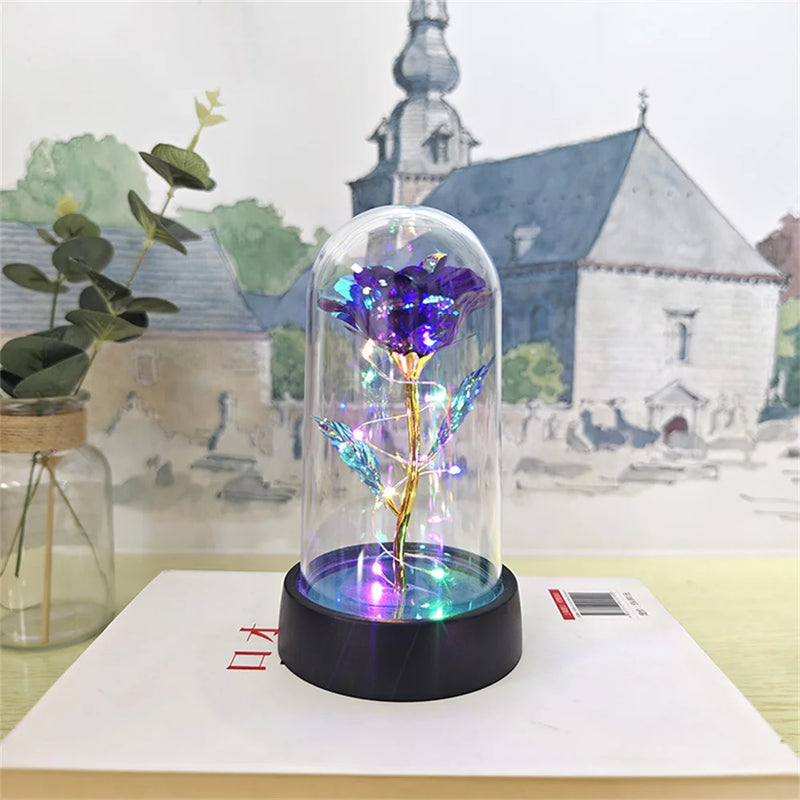 Rosa Eterna - Cúpula Transparente com LED