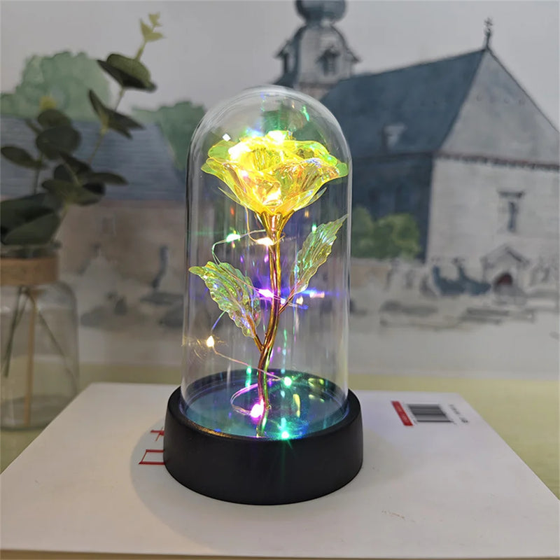 Rosa Eterna - Cúpula Transparente com LED