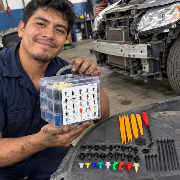Luis A. con su kit de grapas
