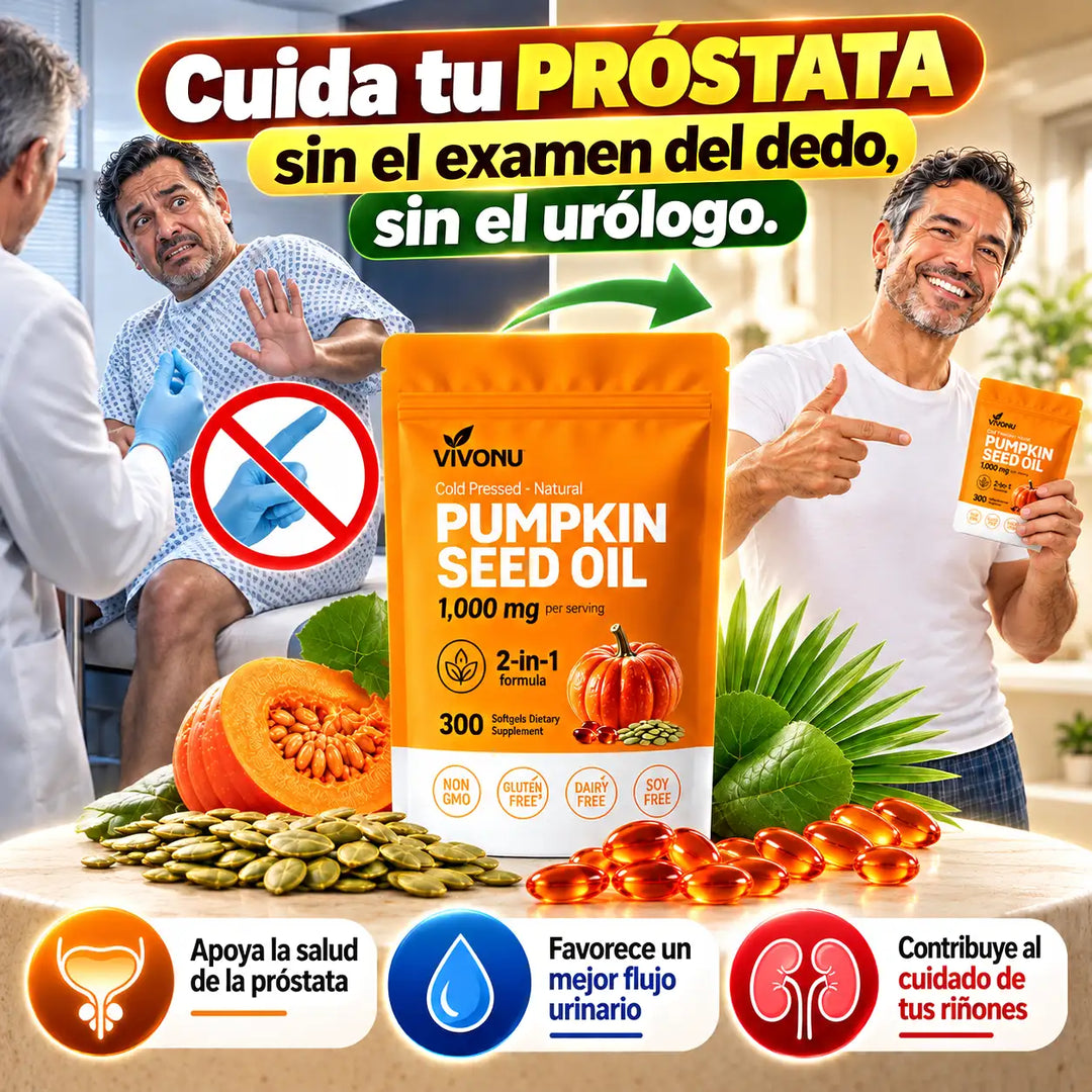 Hombre tranquilo en su casa cuidando su próstata con aceite de semilla de calabaza