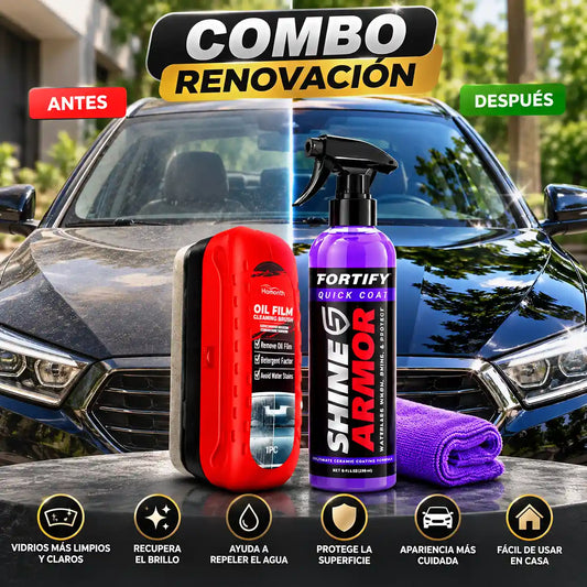 🔥 Combo Auto Brillante – Cepillo Limpiador de Parabrisas + Shine Armor
