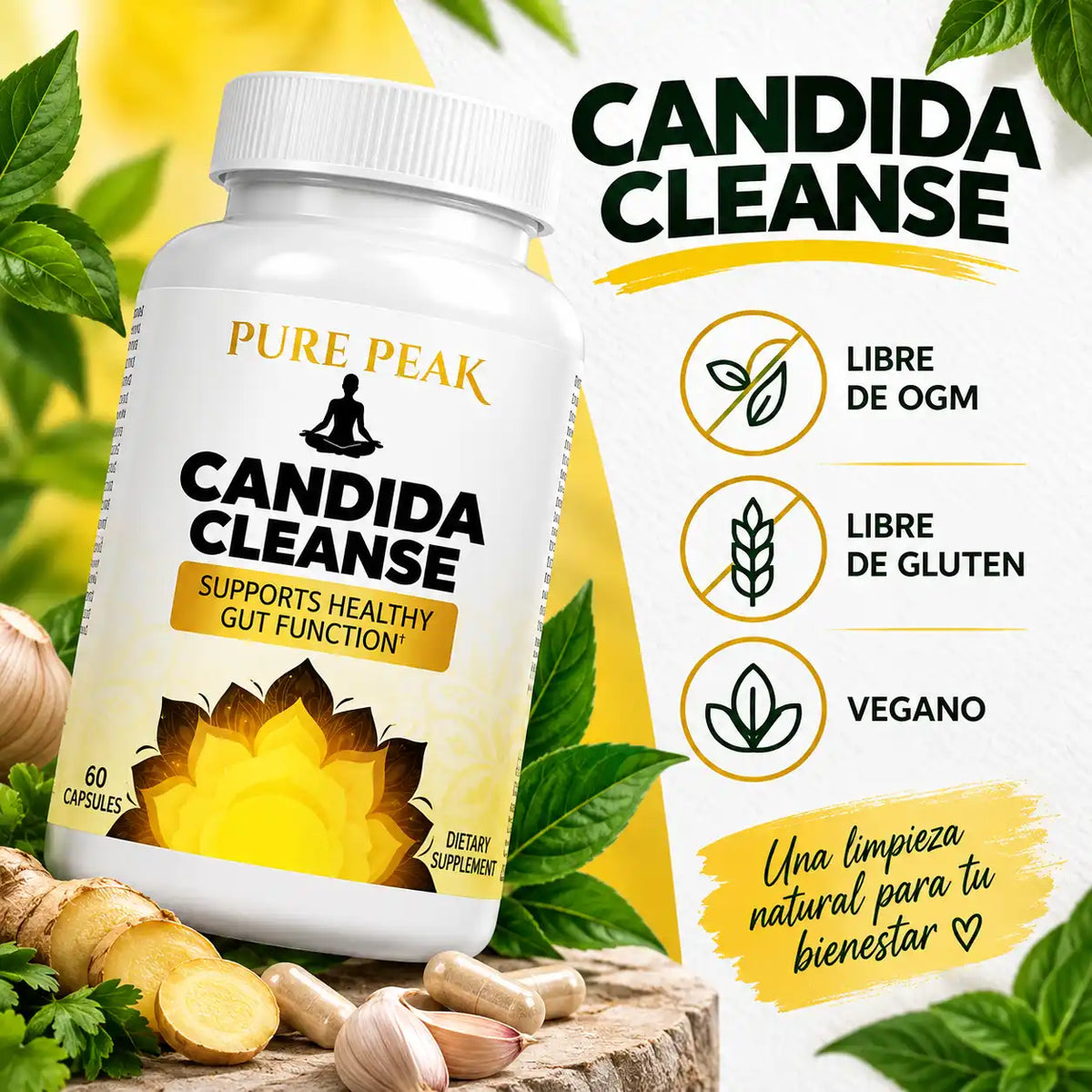 Suplemento Candida Cleanse 60 cápsulas – Equilibrio intestinal y defensas reforzadas