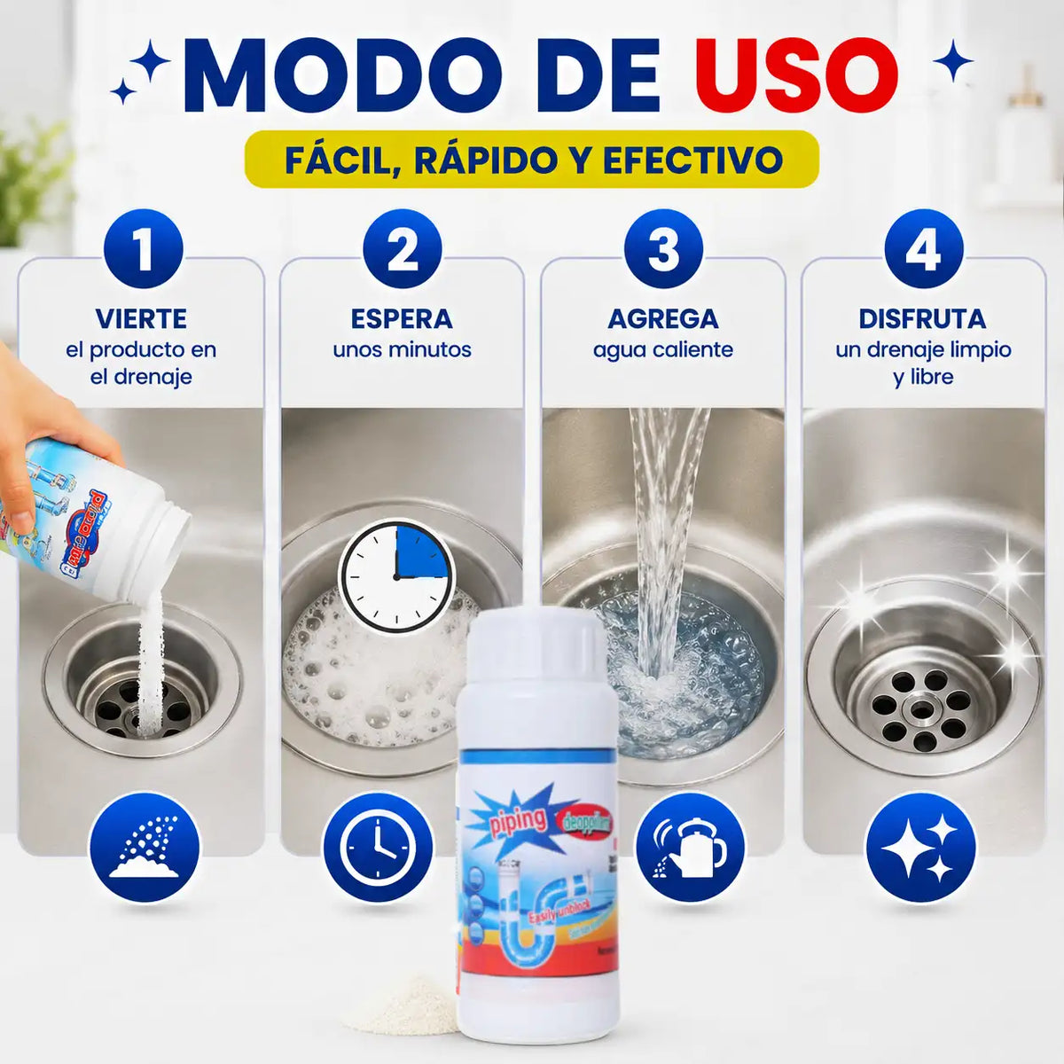 3x2 Remolino Polvo Limpia Tuberías| Destapa Caños y Limpia tus Tuberías al Instante