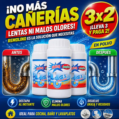 3x2 Remolino Polvo Limpia Tuberías| Destapa Caños y Limpia tus Tuberías al Instante