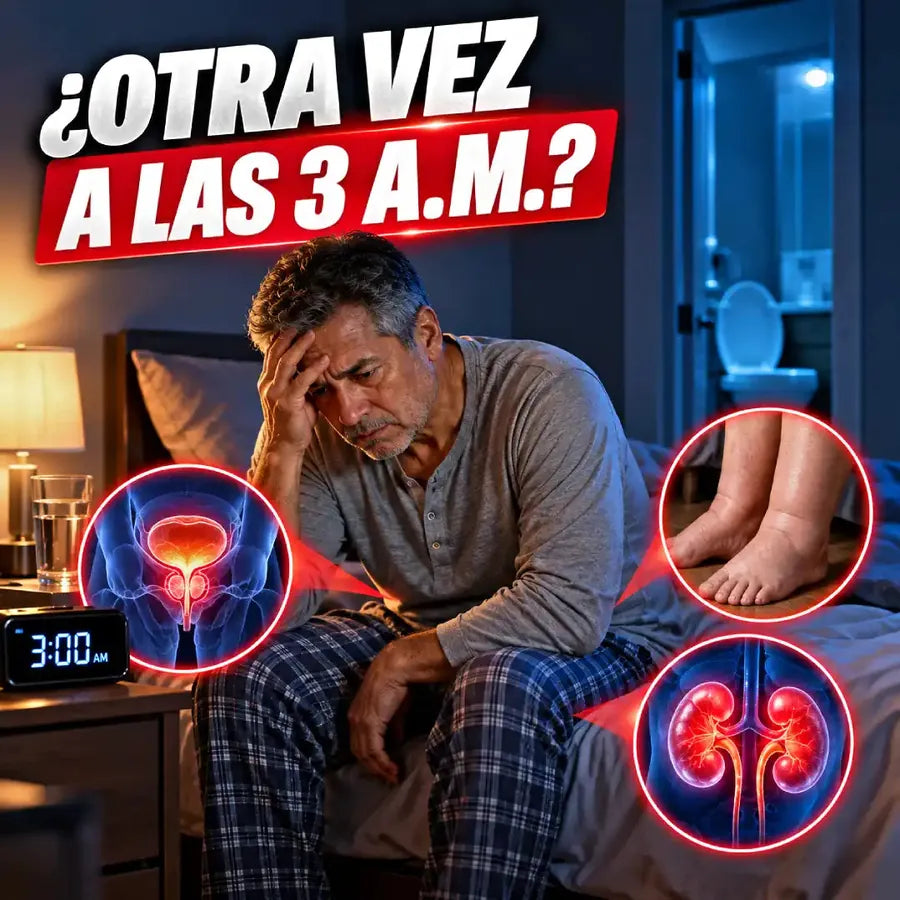 Hombre despierto a las 3 de la mañana sentado en la cama